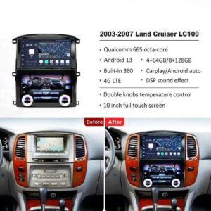 For Toyota Land Cruiser 100 LC100 Lexus LX470 2002-2007 Car Radio Multimedia Video Player Android 13 Carplay Auto GPS Navigation